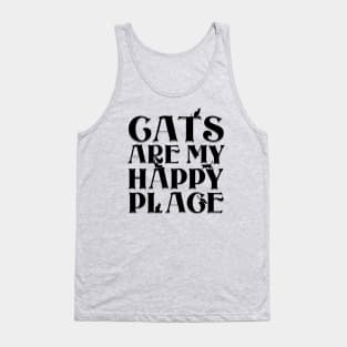 Cats are my Happy Place - Bold black type & cat silhouettes Tank Top